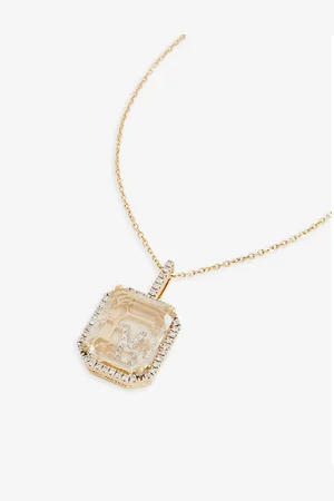 Mateo Secret V 14ct Yellow-Gold, 0.28ct Diamond and Quartz Pendant Necklace