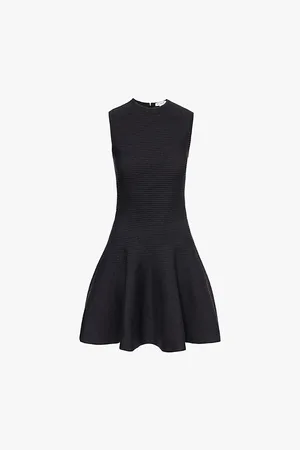 Alaïa Womens Circular Ribbed-Knit Wool-Blend Mini Skater Dress