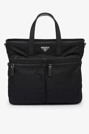 Prada Mens Re-Nylon Saffiano Leather and Nylon Tote Bag