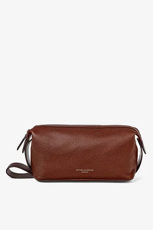 ASPINAL OF LONDON Mens Reporter Logo-Embellished Leather Wash Bag