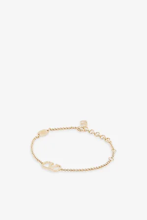 VALENTINO GARAVANI Womens V-Logo Yellow -Plated Chain Bracelet