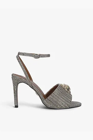 Kurt Geiger Womens Kensington Hounds Tooth Check Embellished Heeled Sandals