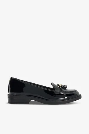 Dune Womens Grape Textured-Vamp Patent Loafers