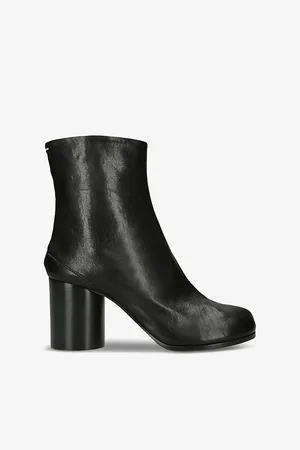 Maison Margiela Womens Tabi 80 Split-Toe Block-Heel Leather Ankle Boots