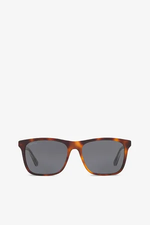 Gucci Womens Gg0381Sn Rectangular-Frame Acetate Sunglasses