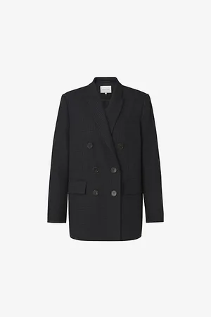 By Malina Womens Celina Double-Breasted Oversized Wool-Blend Blazer