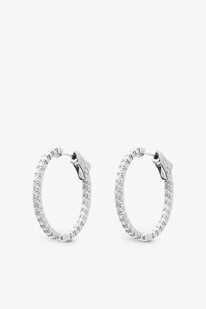 CARAT* London Womens Cassia Sterling- and Cubic Zirconia Hoop Earrings