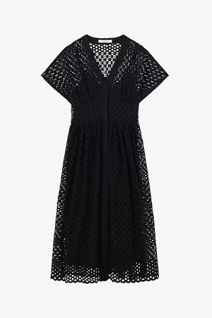 LK Bennett Womens Vivienne Broderie-Analgise Cotton Midi Dress