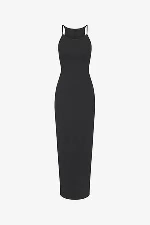 SKIMS Womens Cotton Rib Scoop-Neck Stretch-Cotton Maxi Dress