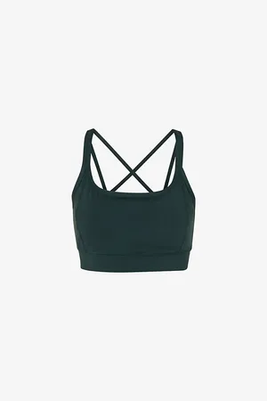 Whistles Womens Scoop-Neck Cross-Back Stretch-Recycled Nylon Sports Bra