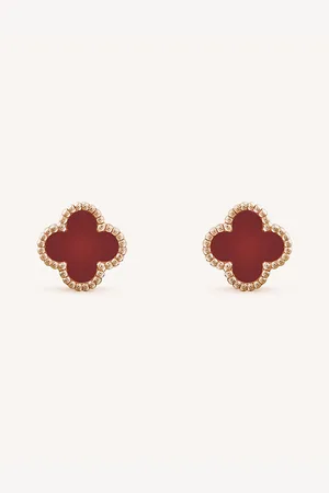 Van cleef Sweet Alhambra Rose-Gold and Carnelian Stud Earrings