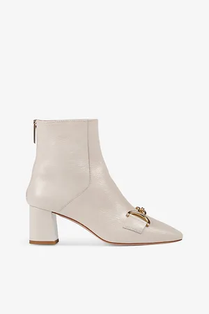 LK Bennett Womens Nadina Buckle-Embellished Patent-Leather Heeled Ankle Boots