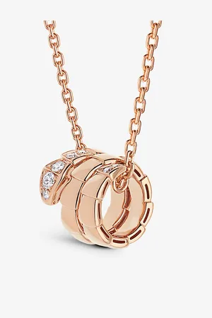 Bvlgari Serpenti Viper 18ct Rose-Gold and 0.13ct Round-Cut Diamond Pendant Necklace