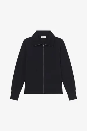 Sandro Mens Zip-Up Trucker Wool Cardigan