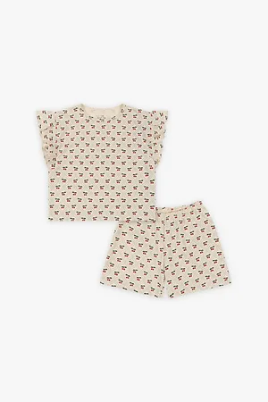 Konges Sløjd Cherry Lin Frill-Sleeve Organic-Cotton Two-Piece Set 1-4 Years
