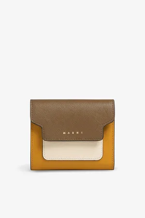 Marni Womens Logo-Print Zip-Up Leather Wallet