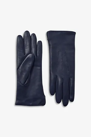 ASPINAL OF LONDON Womens Stitch-Embellished Cashmere and Leather Gloves