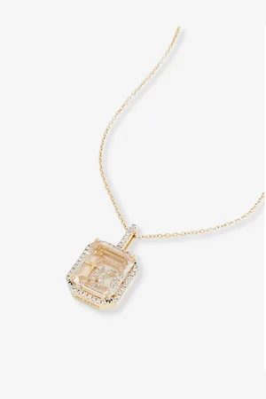 Mateo Secret K 14ct Yellow-Gold, 0.28ct Diamond and Quartz Pendant Necklace