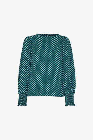 Whistles Womens Tessa Star Check-Print Viscose Top