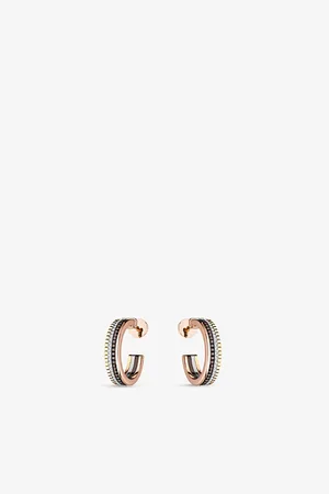 Boucheron Quatre Classique 18ct Yellow-Gold, White-Gold, Rose-Gold and 0.28ct Diamond Hoop Earrings