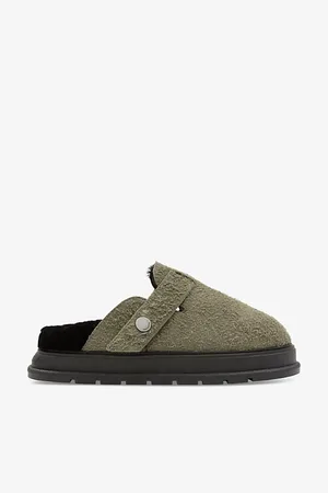 Cole Buxton Mens Shearling-Lined Flat Suede Mules