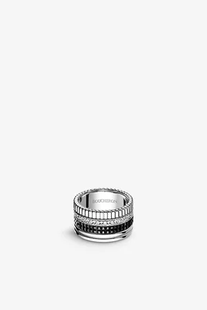 Boucheron Mens Quatre 18ct White-Gold With 0.49ct Pavé-Set Round Diamond and Pvd Ring
