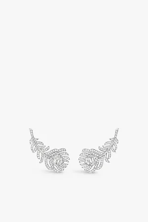 Boucheron Plume De Paon 18ct White-Gold and 1.1ct Diamond Earrings
