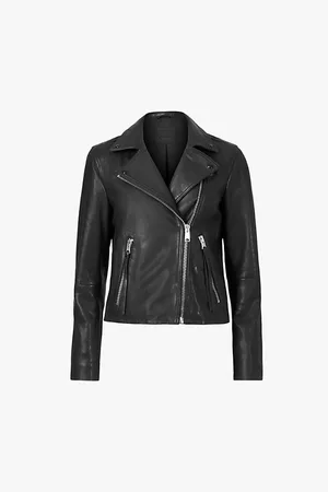 AllSaints Womens Dalby Slim-Fit Metal-Hardware Leather Jacket