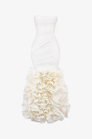 House Of Cb Womens Gabrielle Ruffle-Hem Strapless Woven Bridal Gown