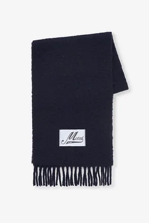 Marni Womens Brand-Tab Fringed-Hem Alpaca-Blend Scarf