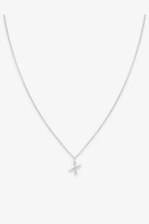 Astrid & Miyu Womens Initial x -Plated Sterling-Silver and Cubic Zirconia Pendant Necklace
