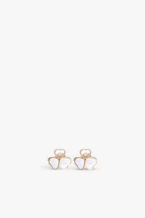 Chopard Happy Hearts Wings 18ct Rose-Gold, 0.1ct Brilliant-Cut Diamond and Mother-Of-Pearl Earrings