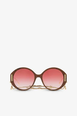 Gucci Womens Gg1202S Round-Frame Acetate Sunglasses