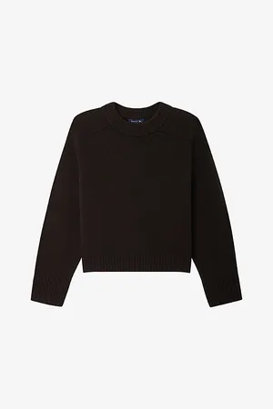 Soeur Womens Round-Neck Brushed-Texture Wool Jumper