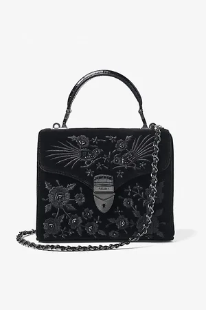 ASPINAL OF LONDON Womens Mayfair Hand-Embroidered Leather Top-Handle Bag