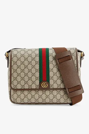 Gucci Mens Monogram-Pattern Coated-Canvas Cross-Body Bag