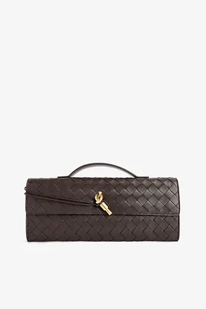 Bottega Veneta Womens Andiamo Long Intrecciato-Weave Leather Clutch