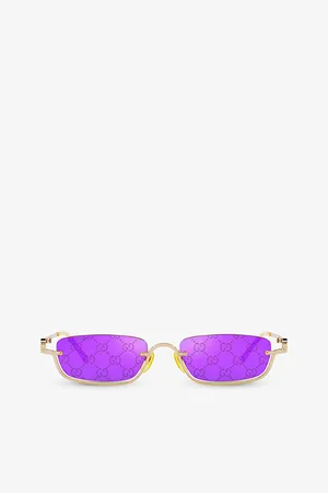 Gucci Womens Gc002042 Gg1278S Rectangle-Frame Metal Sunglasses