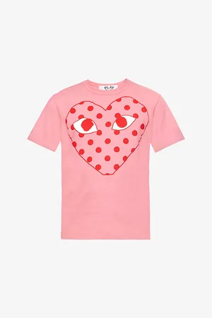 Comme des Garçons Mens Heart and Polka-Dot Print Cotton-Jersey T-Shirt