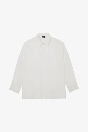 The Kooples Womens Straight-Hem Silk Shirt