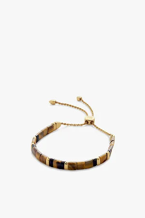 Monica Vinader Womens Delphi 18ct -Plated Vermeil Sterling-Silver and Tiger