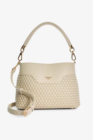 Dune Womens Dinidelphi Medium Woven Faux-Leather Shoulder Bag