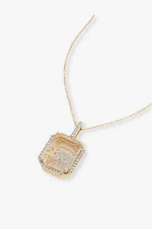 Mateo Secret W 14ct Yellow-Gold, 0.28ct Diamond and Quartz Pendant Necklace