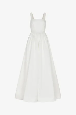 Whistles Womens Lettie Square-Neck Woven Maxi Wedding Dress