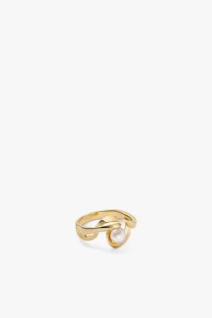 ASTLEY CLARKE Womens Floe 18ct Yellow Gold-Plated Vermeil Sterling-Silver and Freshwater-Pearl Ring