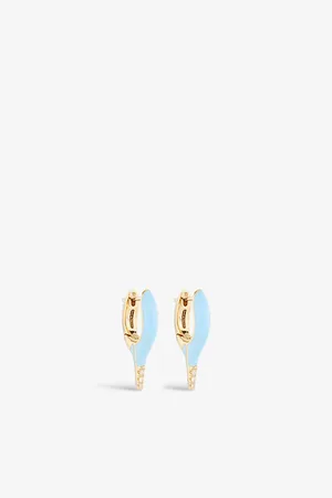 Melissa Kaye Lola Needle 18ct Yellow-Gold, 0.06ct Brilliant-Cut Diamond and Enamel Earrings