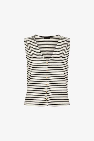 Whistles Womens Stripe-Pattern Stretch-Cotton Top