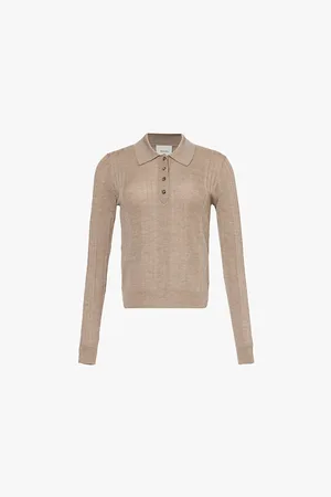 Reformation Womens Hermia Ribbed Wool Polo Shirt