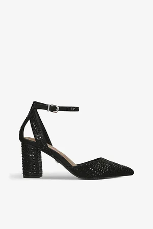 Carvela Womens Kallie Crystal-Embellished Woven Heeled Courts