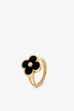 Van cleef Vintage Alhambra , Onyx and 0.06ct Round-Cut Diamond Ring